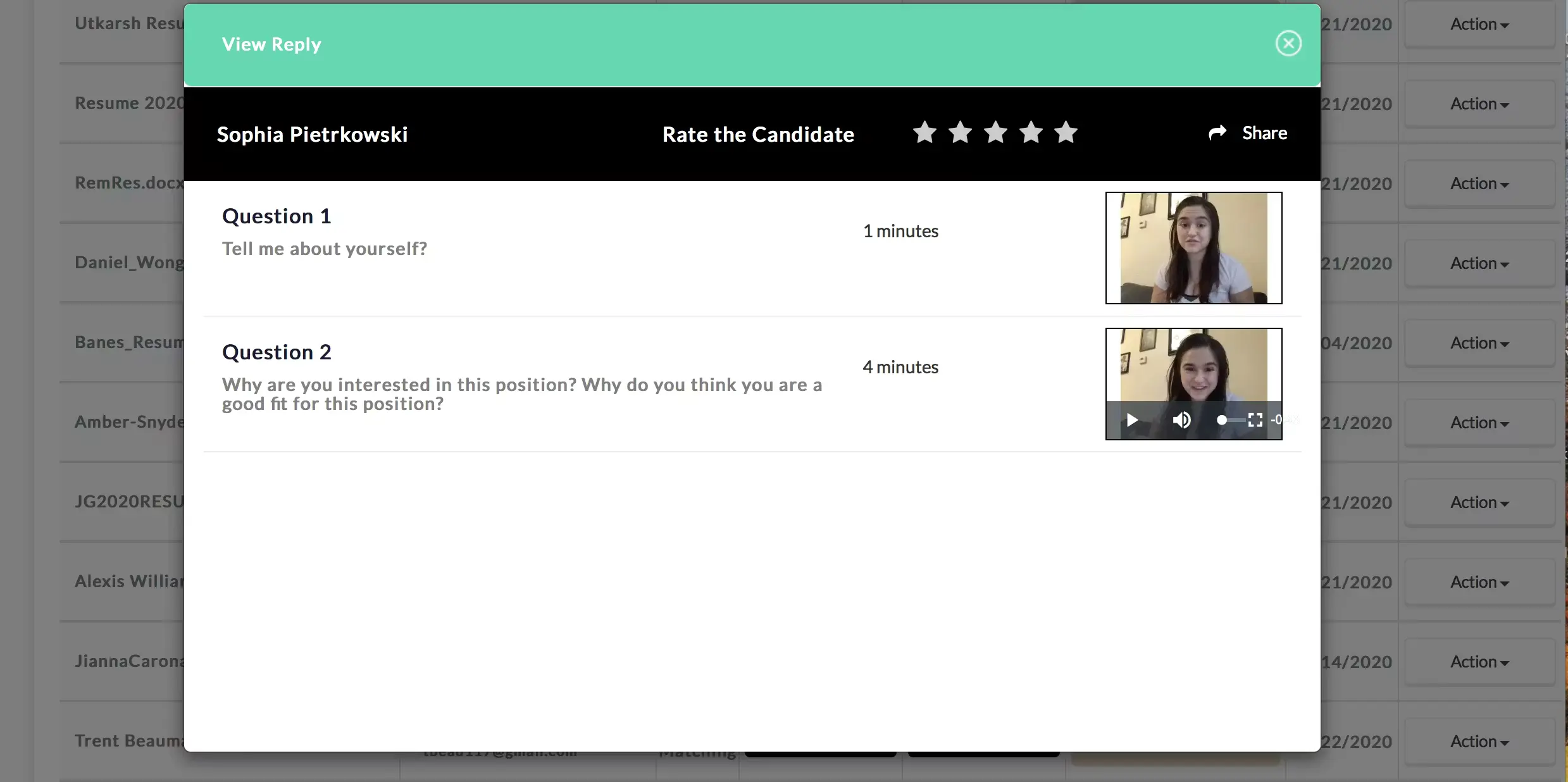 Ducknowl high-volume screening interface combining video and assessments