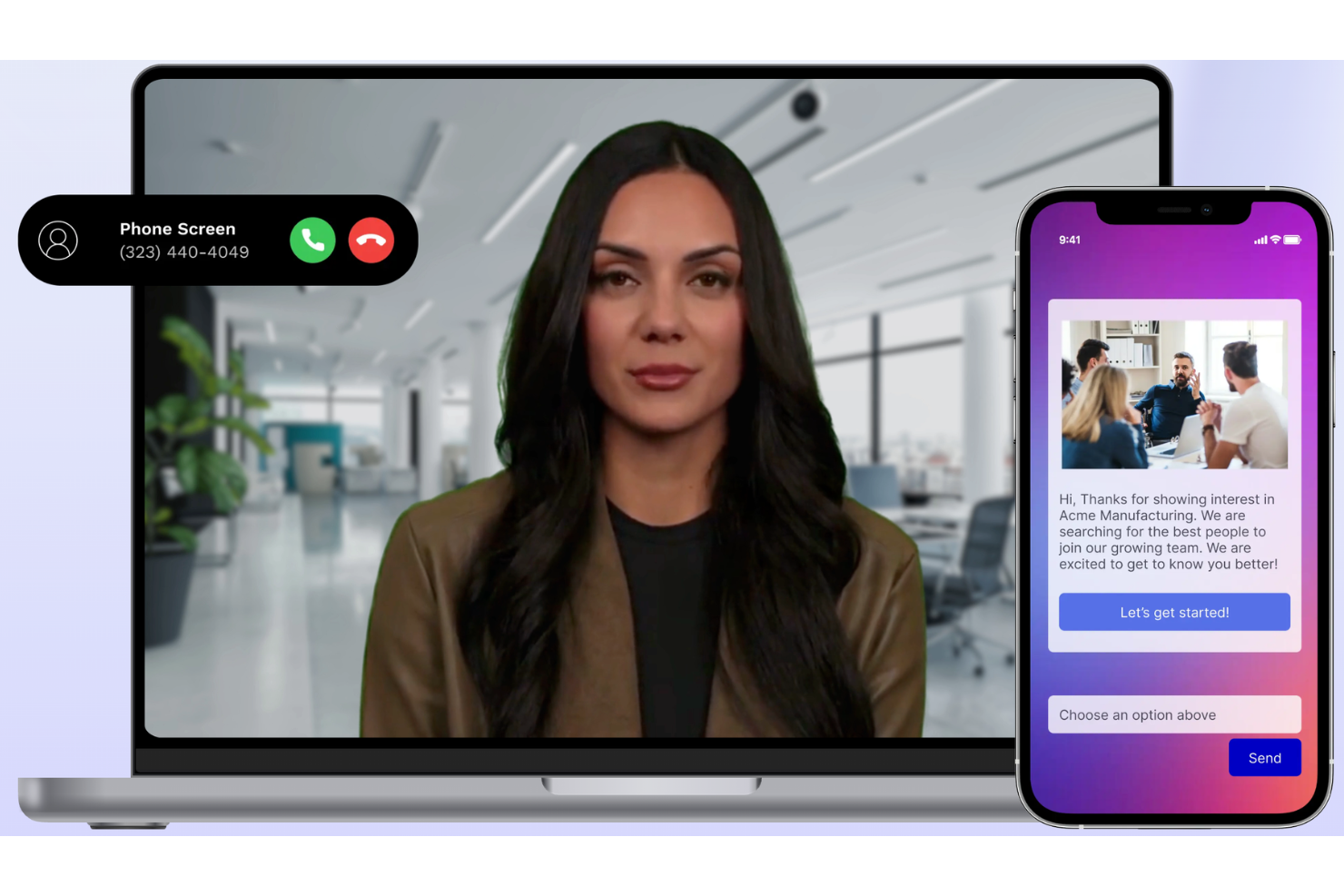 Humanly chat-based candidate screening and scheduling interface