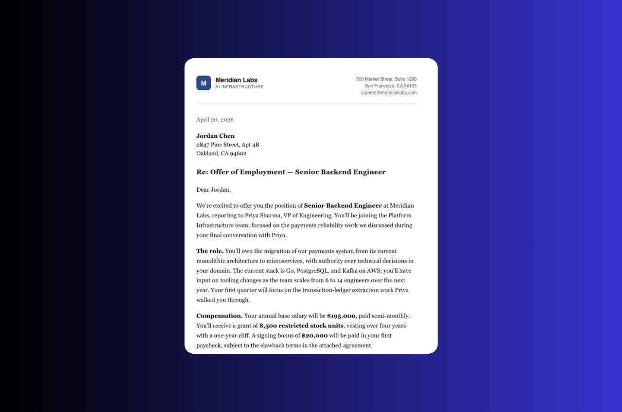 Offer letter templates that match what the role actually cares about